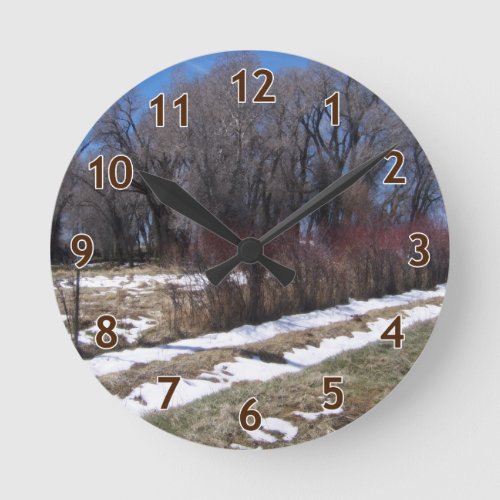 Pasture Snow Line Round Clock