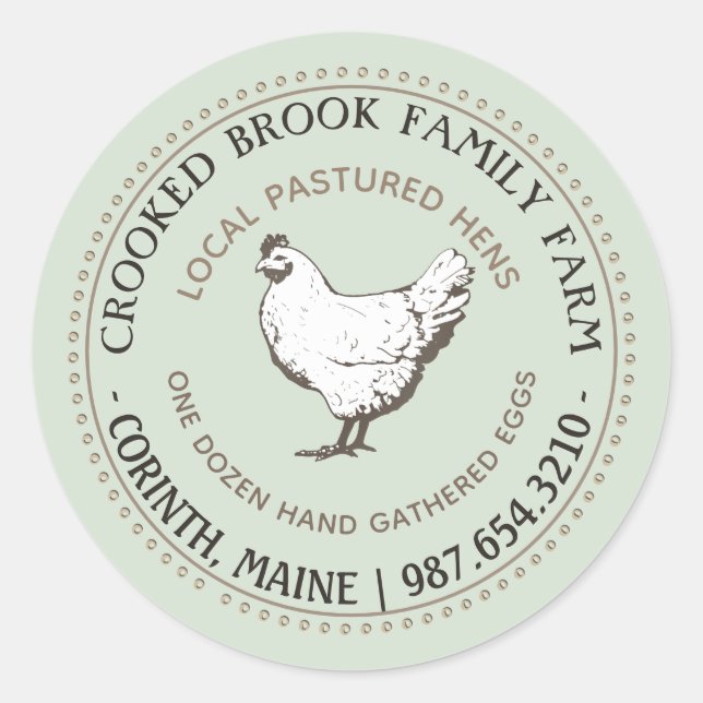 PASTURED HEN FARM FRESH EGG Vintage Green Label (Front)