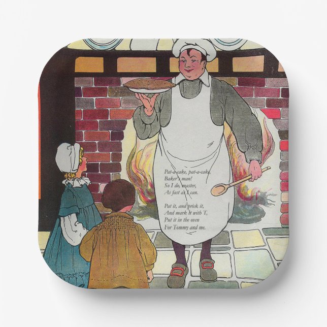 Pat-a-cake, pat-a-cake, Baker's man Paper Plates (Front)