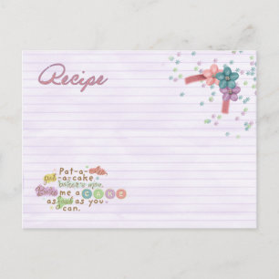 pat a cake recipe card