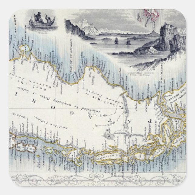 Patagonia, from a Series of World Maps published b Square Sticker (Front)