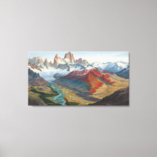 Patagonia Mountain Landscape – Vibrant Acrylic Art Canvas Print