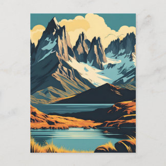 Patagonia Vintage Travel Poster Style Landscape Postcard