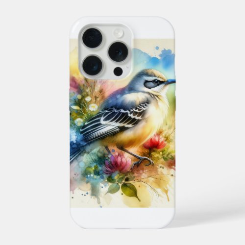 Patagonian Mockingbird AREF754 _ Watercolor iPhone 15 Pro Case
