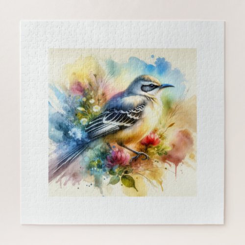 Patagonian Mockingbird AREF754 _ Watercolor Jigsaw Puzzle