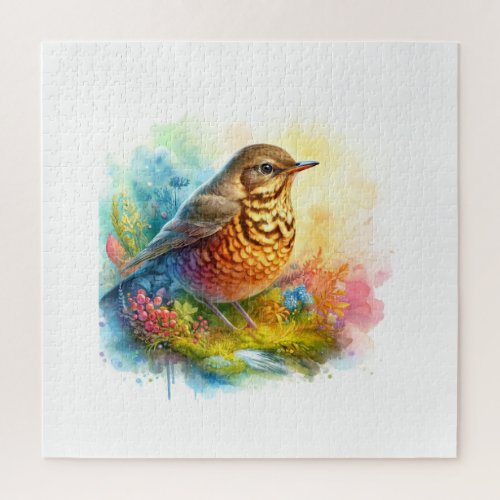Patagonian Thrush AREF902 _ Watercolor Jigsaw Puzzle