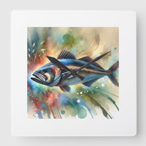 Patagonian toothfish 200624AREF224 _ Watercolor Square Wall Clock