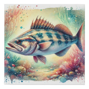 Patagonian toothfish 250924AREF106 - Watercolor Faux Canvas Print