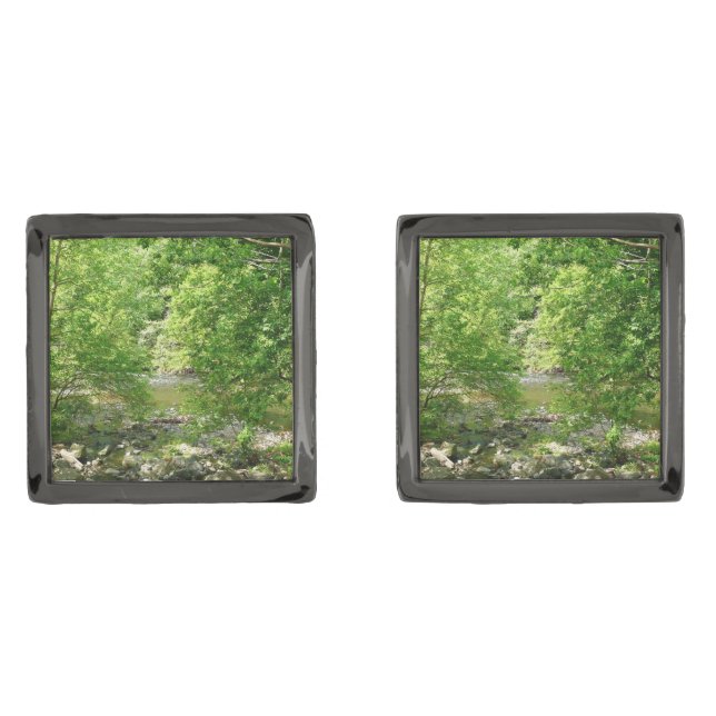 Patapsco River View Maryland Nature Photography Cufflinks (Front)