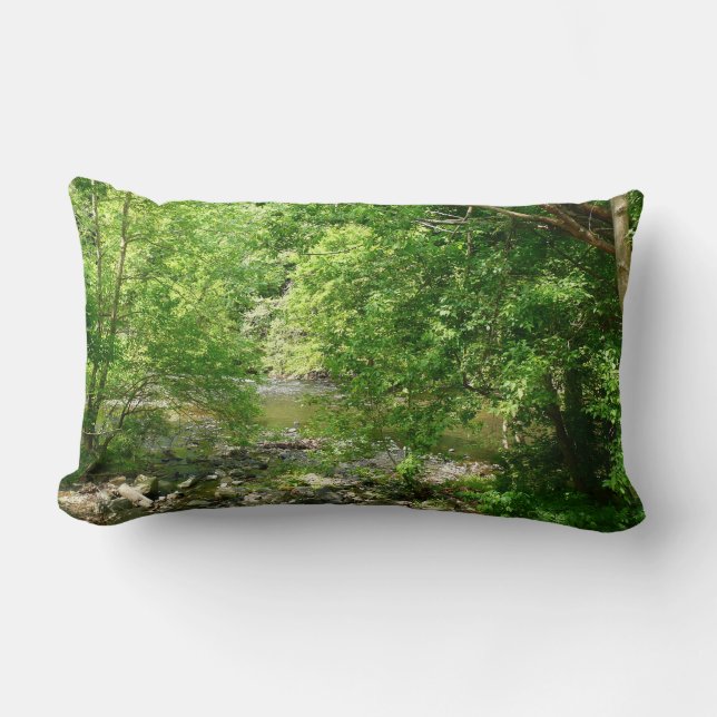 Patapsco River View Maryland Nature Photography Lumbar Pillow (Front)