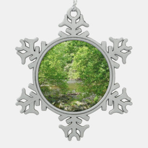 Patapsco River View Maryland Nature Photography Snowflake Pewter Christmas Ornament
