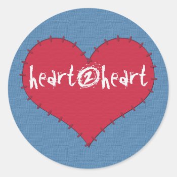 Patch Heart Red On Blue Sticker by shotwellphoto at Zazzle