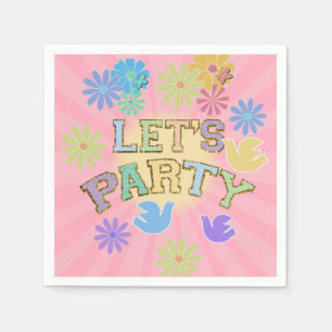 Patch Letter Birthday Party Retro Preppy Hippie Napkins