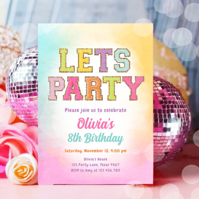Patch Letters Varsity Fashion Preppy Teen Birthday Invitation (Creator Uploaded)