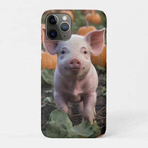 **"Patch of Joy: A Happy Baby Pig Among Pumpkins"* iPhone 11 Pro Case