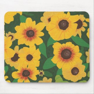 Patch of Yellow Sunflowers Painting on mousepads