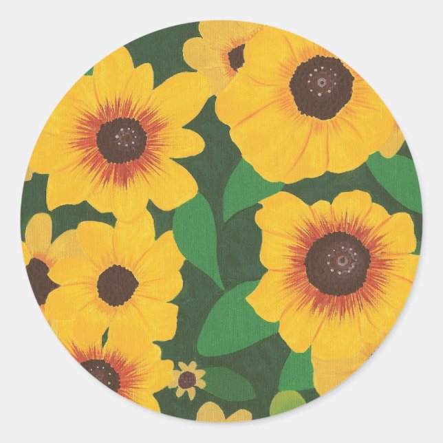 Patch of Yellow Sunflowers Painting on stickers (Front)