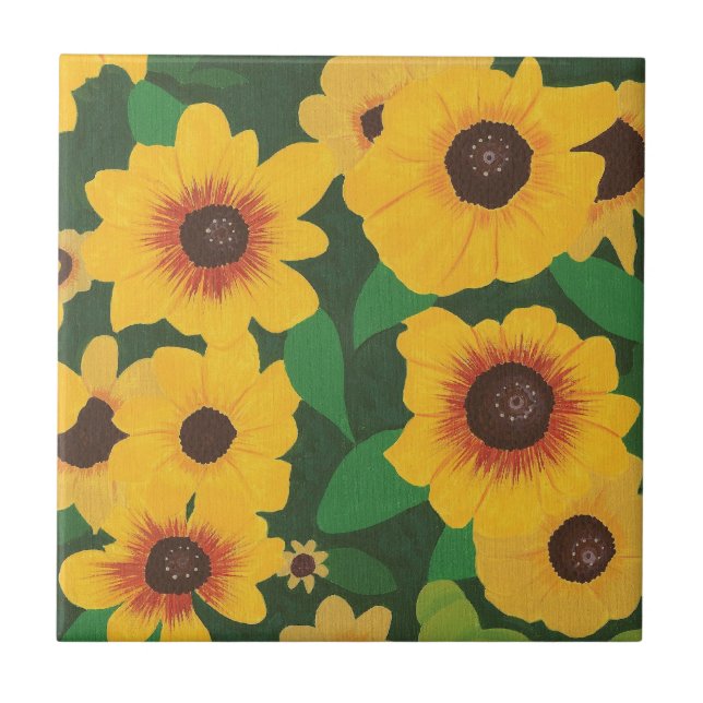 Patch of Yellow Sunflowers Painting Trivet (Front)