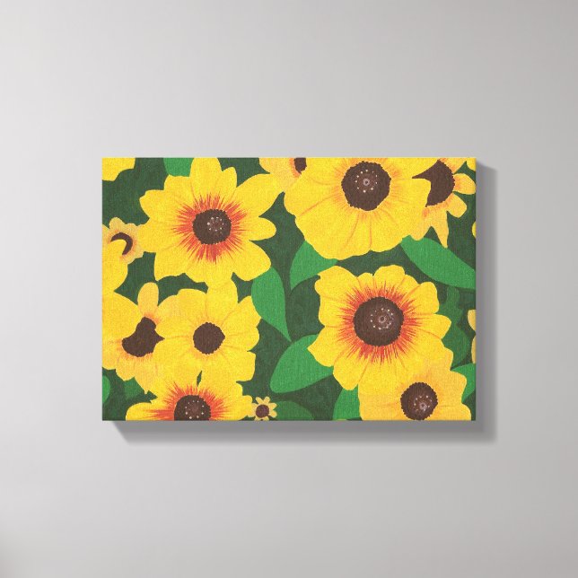 Patch of Yellow Sunflowers Painting Wrapped Canvas Print (Front)