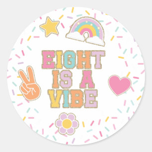 Patch Preppy Eight is a Vibe 8th Birthday Classic Round Sticker