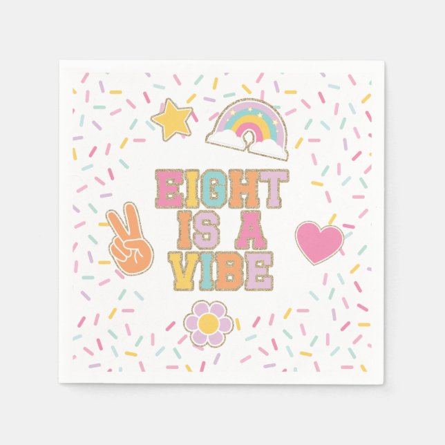 Patch Preppy Eight is a Vibe 8th Birthday Napkins (Front)