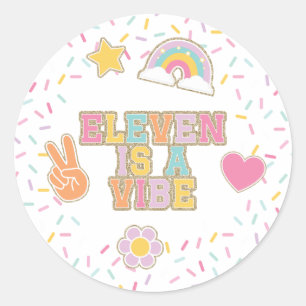 Patch Preppy Eleven is a Vibe 11th Birthday Classic Round Sticker