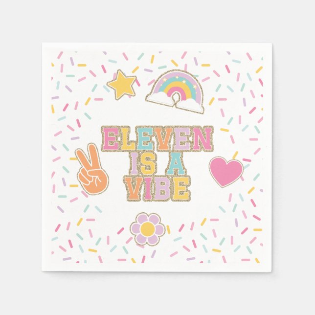 Patch Preppy Eleven is a Vibe 11th Birthday Napkins (Front)