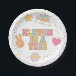 Patch Preppy Eleven is a Vibe 11th Birthday Paper Plates<br><div class="desc">Eleven is a Vibe! Preppy patch 11th birthday. Retro style patches and sprinkle background.</div>