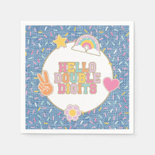 Patch Preppy Hello Double Digits 10th Birthday Napkins