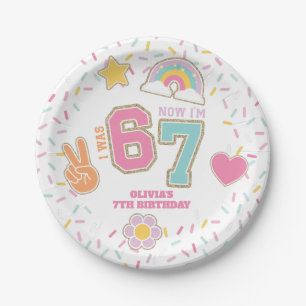 Patch Preppy I was SIX now I'm SEVEN  7th Birthday Paper Plates