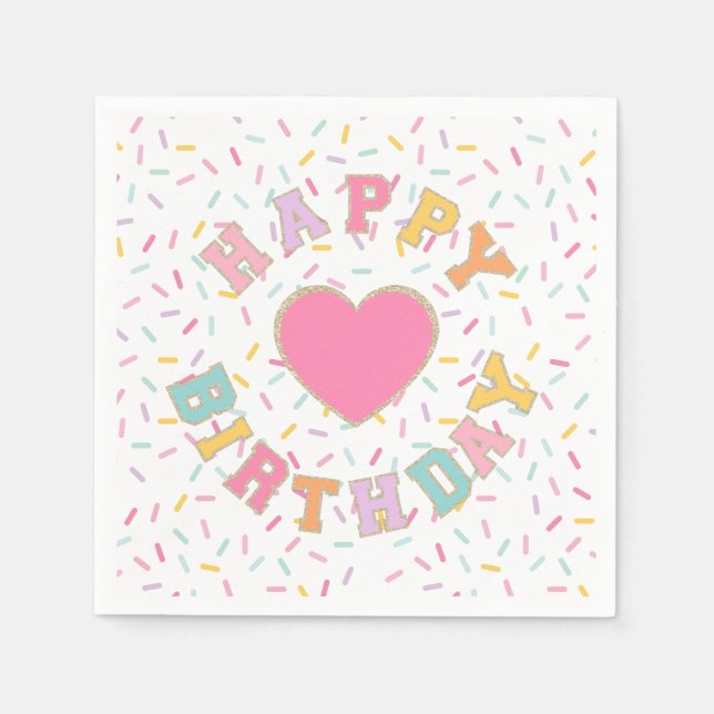 Patch Preppy Letter Birthday Napkins (Front)