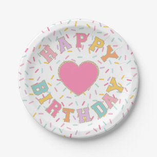 Patch Preppy Letter Birthday Paper Plates