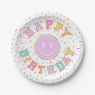 Patch Preppy Letter Birthday Paper Plates