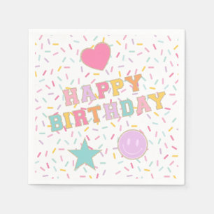 Patch Preppy Letter Birthday Paper Plates Napkins