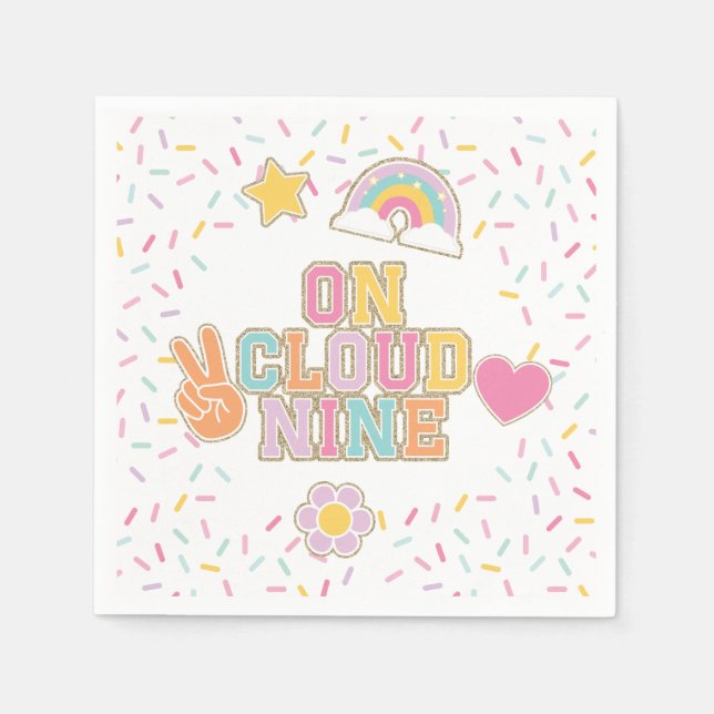 Patch Preppy On Cloud Nine 9th Birthday Napkins (Front)