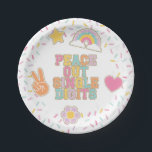 Patch Preppy Peace Out Single Digits 10th Birthday Paper Plates<br><div class="desc">Peace out single digits! Preppy patch 10th birthday. Retro style patches and sprinkle background.</div>