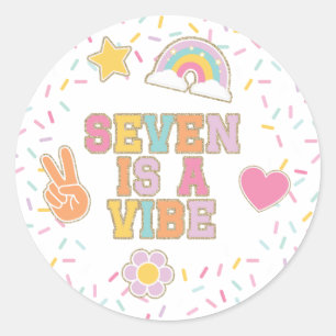 Patch Preppy Seven is a Vibe Birthday Classic Round Sticker