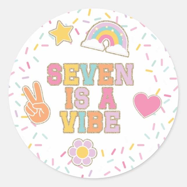 Patch Preppy Seven is a Vibe Birthday Classic Round Sticker (Front)