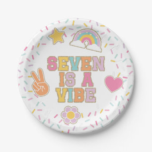 Patch Preppy Seven is a Vibe Birthday Paper Plates