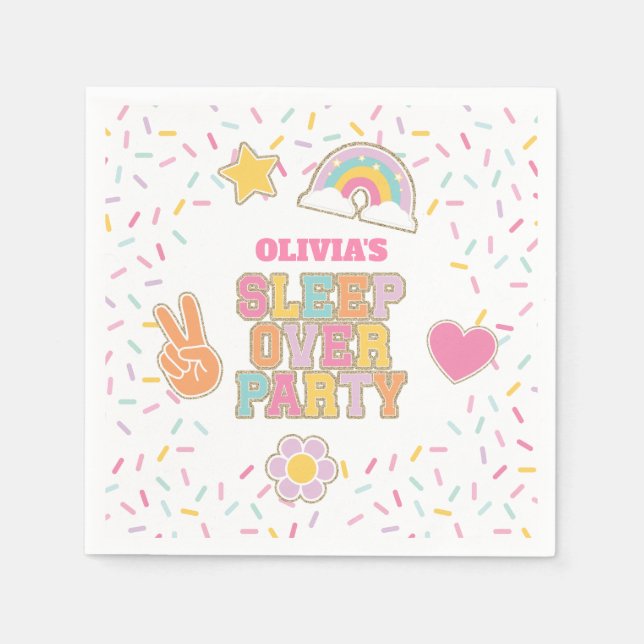Patch Preppy Sleepover Birthday Napkins (Front)