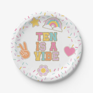 Patch Preppy Ten is a Vibe 10th Birthday Paper Plates