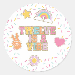 Patch Preppy Twelve is a Vibe 12th Birthday Classic Round Sticker