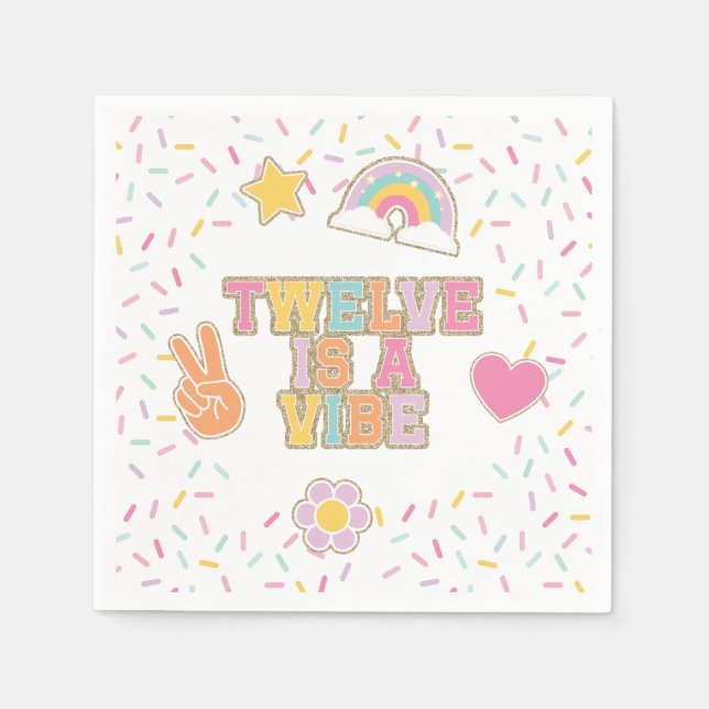 Patch Preppy Twelve is a Vibe 12th Birthday Napkins (Front)