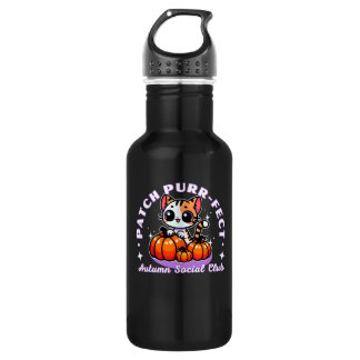 Patch purr-fect - cat pumpkin patch stainless steel water bottle