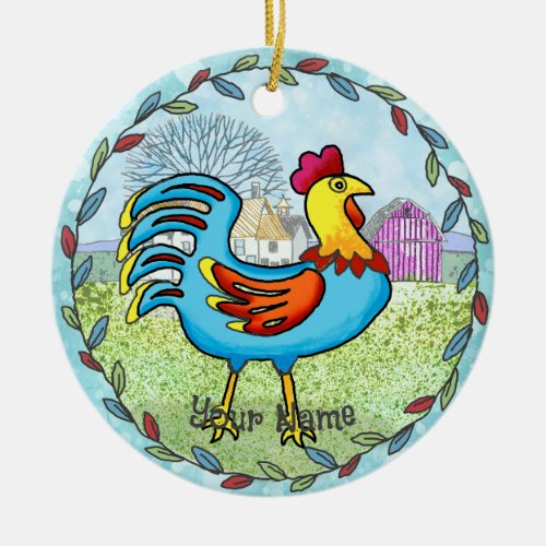 Patch Rooster custom name  Ceramic Ornament