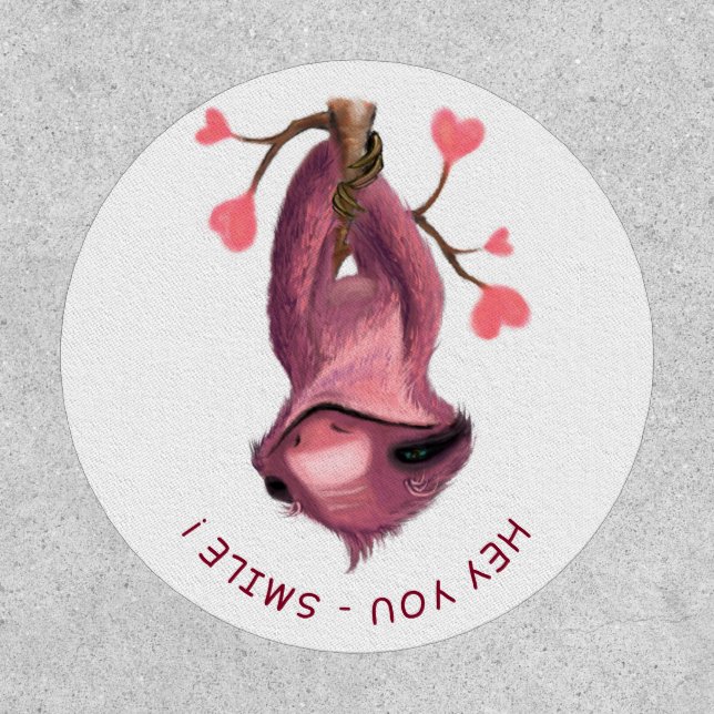 Patch with Upside Down Sloth - Your Text (Front)
