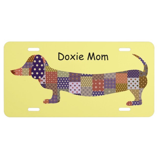 Patch work Dachshund License Plate (Front)