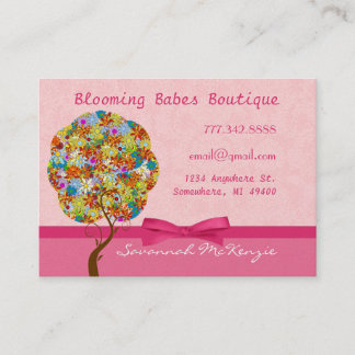 Patch Work Tree on Pink Business Cards