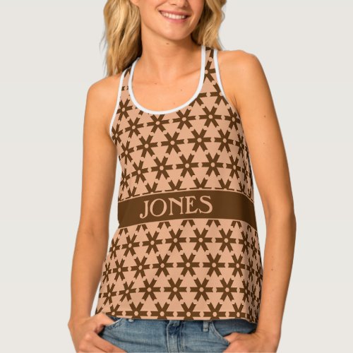 Patches Cream Brown Minimal Pattern Tank Top