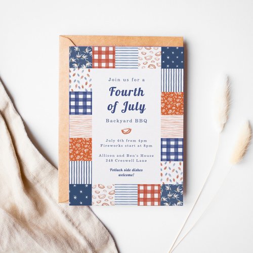 Patchwork 4th of July BBQ Invitation